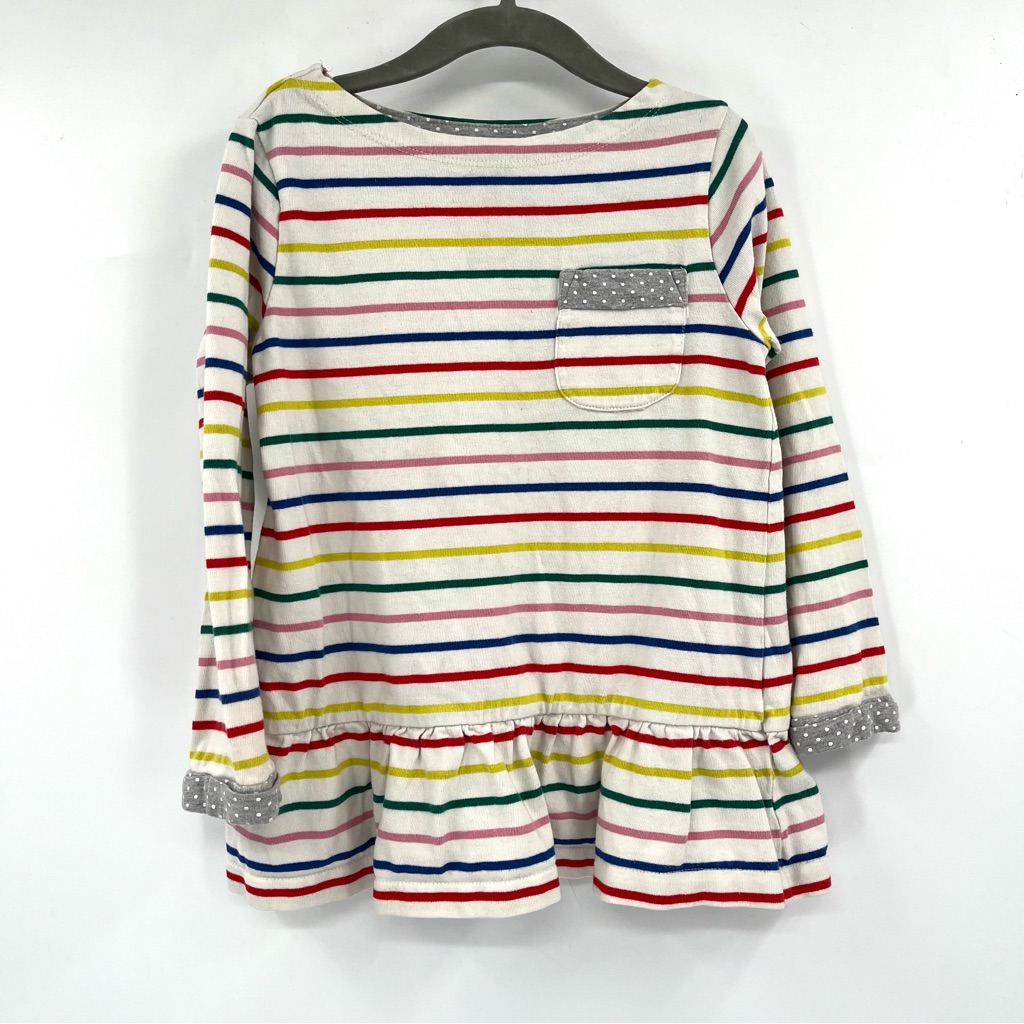 Mini Boden Striped Tunic Top Dress 5-6y Multicolor Stripes Polka Dot Cotton Girl